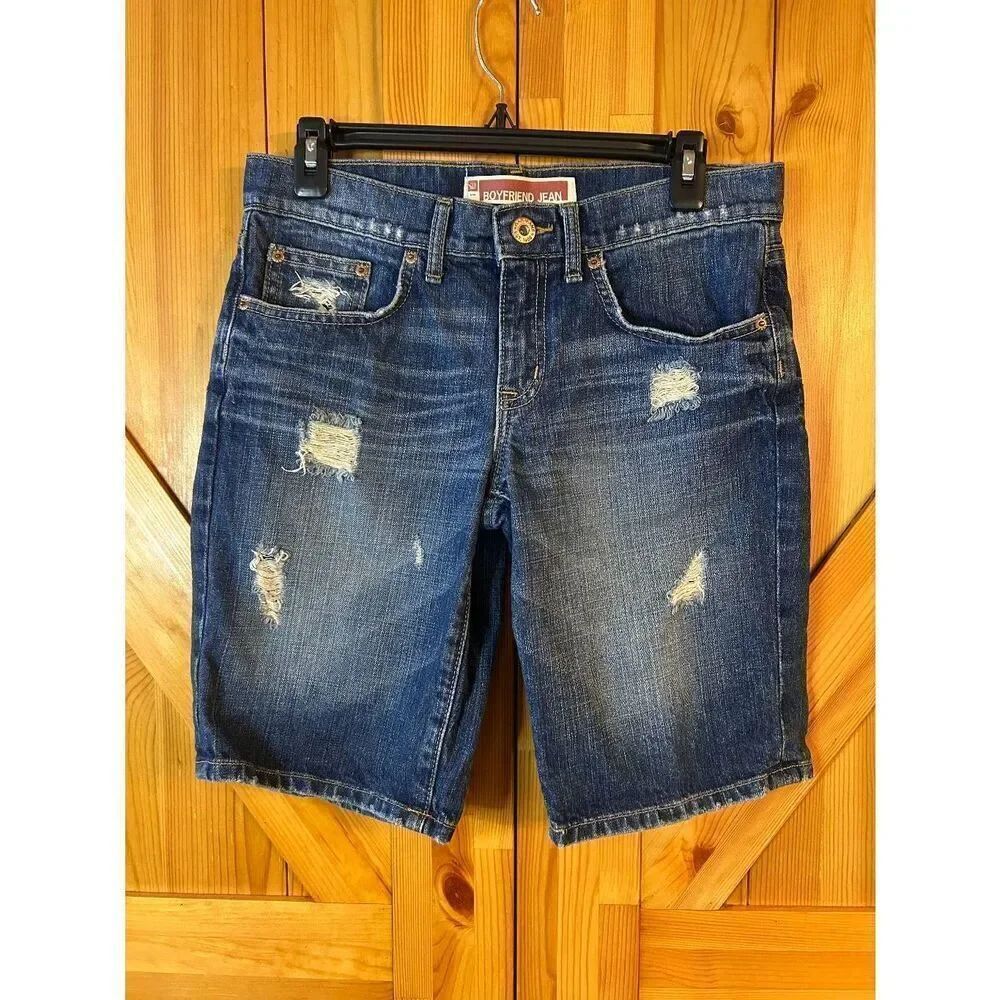 Gap Boyfriend Womems Medium Wash Distressed Bermuda Shorts Size 2 (5034)